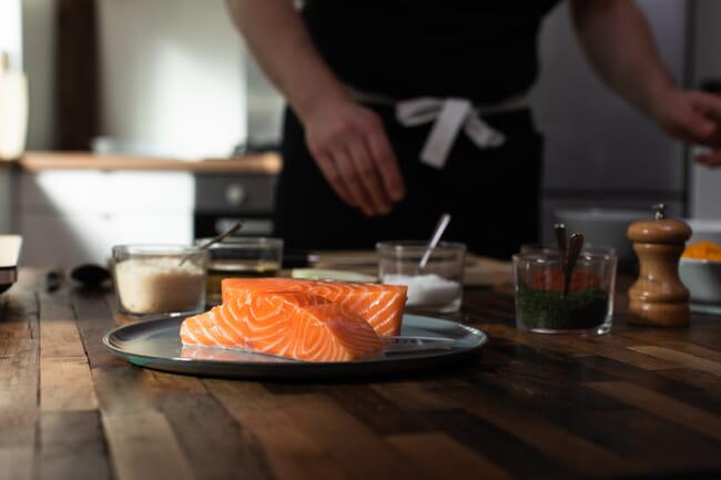 Salmon fillets.