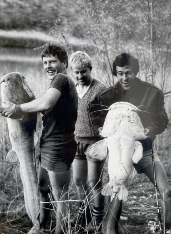 Three men fishing.