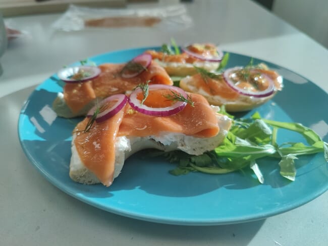 A plate of food.