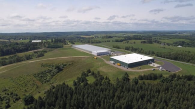 Aerial view of an indoor farm.
