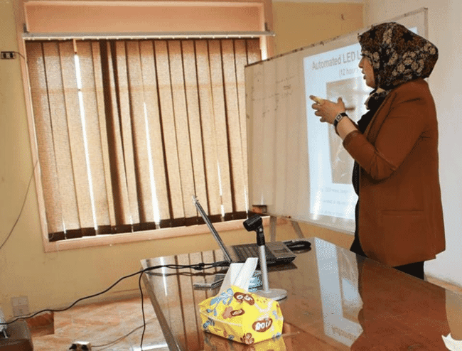 Yasmin Abdullah delivering a lectrue